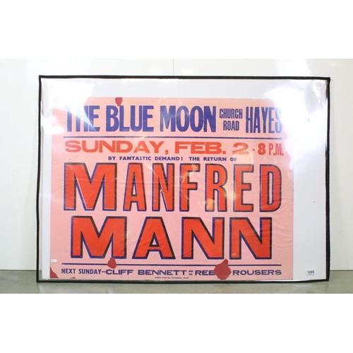 1086 - Music Poster - Manfred Mann UK Quad poster for gig at The Blue Moon, Hayes on 2nd February 1964, 30