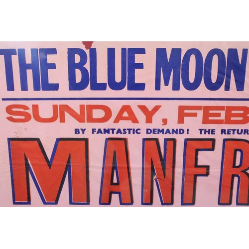 1086 - Music Poster - Manfred Mann UK Quad poster for gig at The Blue Moon, Hayes on 2nd February 1964, 30