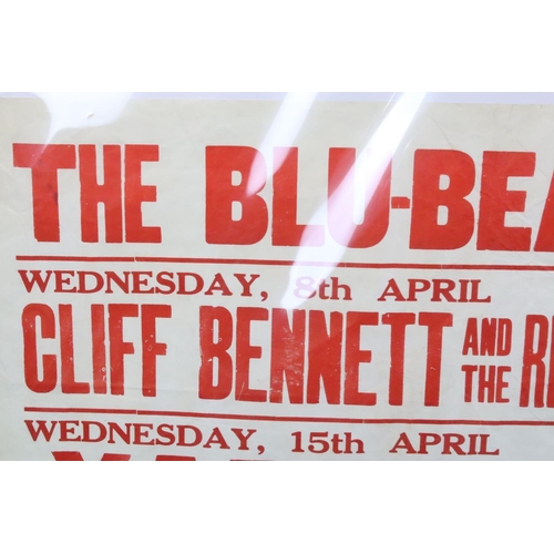 1087 - Music Poster - The Blu-Beat Club, Hayes gig listing poster, 8th April to 13th May 1964, features Yar... 