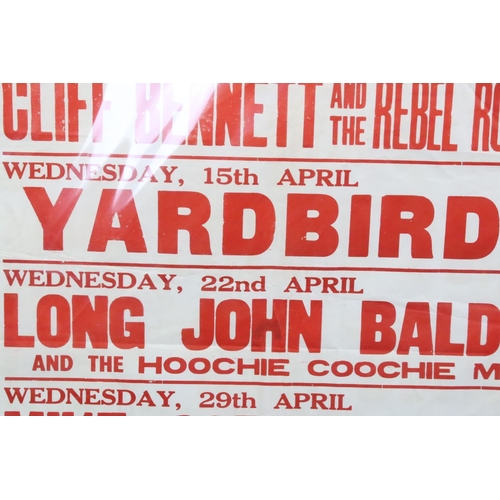 1087 - Music Poster - The Blu-Beat Club, Hayes gig listing poster, 8th April to 13th May 1964, features Yar... 