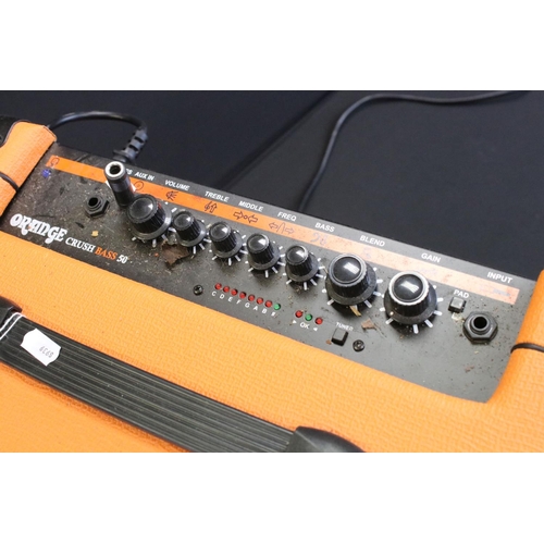 1160 - Guitar Amp - Orange Crush Bass 60 amplifier.  With power lead, guitar cable, footswitch.