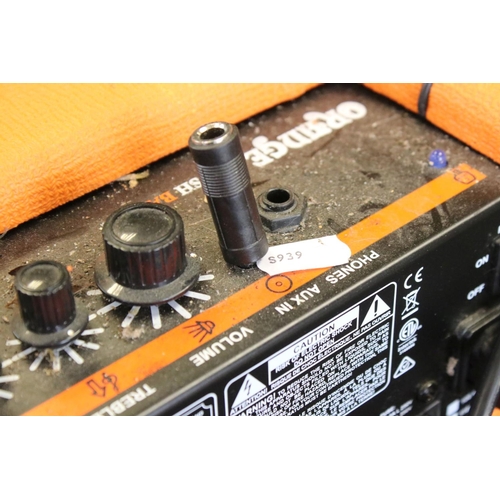 1160 - Guitar Amp - Orange Crush Bass 60 amplifier.  With power lead, guitar cable, footswitch.