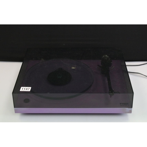 1147 - Audio Equipment - A Rega Plana 3 turntable in purple finish