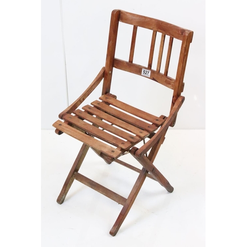 635 - Edwardian Child's American Rocking Chair (a/f), 42cm wide x 76cm high together with a Wooden Slatted... 