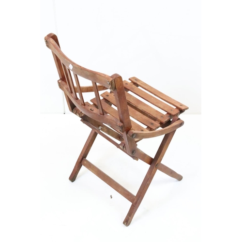 635 - Edwardian Child's American Rocking Chair (a/f), 42cm wide x 76cm high together with a Wooden Slatted... 