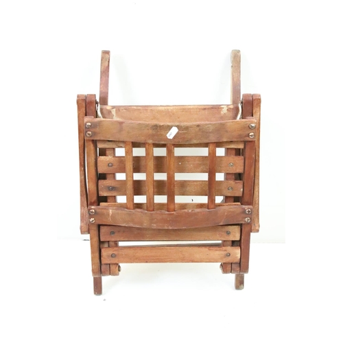 635 - Edwardian Child's American Rocking Chair (a/f), 42cm wide x 76cm high together with a Wooden Slatted... 