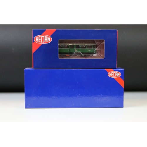 18 - Two boxed Heljan OO gauge locomotives to include 87061 Railbus W&M E79964 green speed whiskers and 8... 