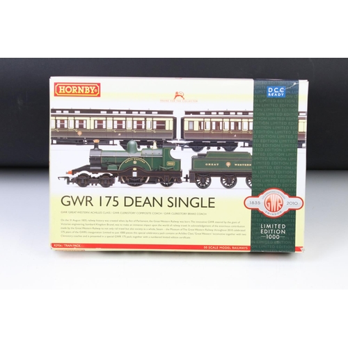 5 - Boxed ltd edn Hornby OO gauge R2956 GWR 175 Dean Single Train Pack, complete with certificate, tear ... 