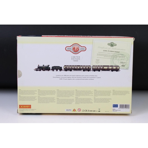 5 - Boxed ltd edn Hornby OO gauge R2956 GWR 175 Dean Single Train Pack, complete with certificate, tear ... 