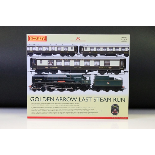 26 - Boxed ltd edn Hornby OO gauge R3400 Golden Arrow Last Steam Run Train Pack, complete with certificat... 