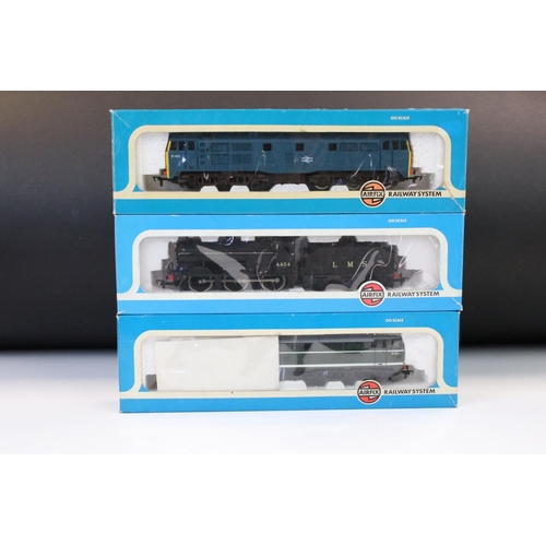 44 - Five boxed Airfix OO gauge locomotives to include 54121-3 Royal Scot BR Livery, 54150-1 Prairie Tank... 