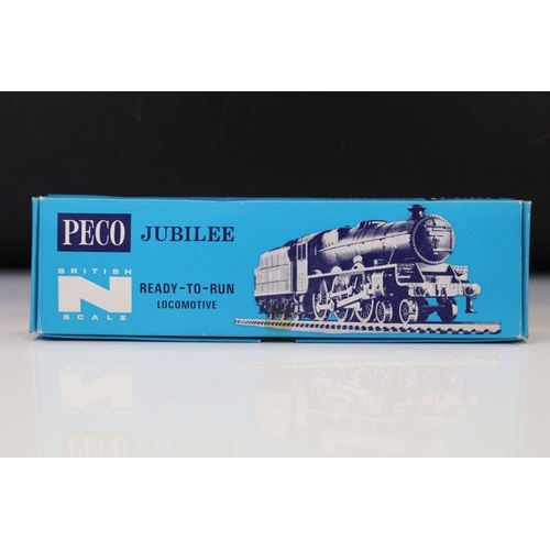 49 - Four boxed / cased N gauge locomotives to include Peco Jubilee NL21, Graham Farish 1706 LMS 16389 0-... 