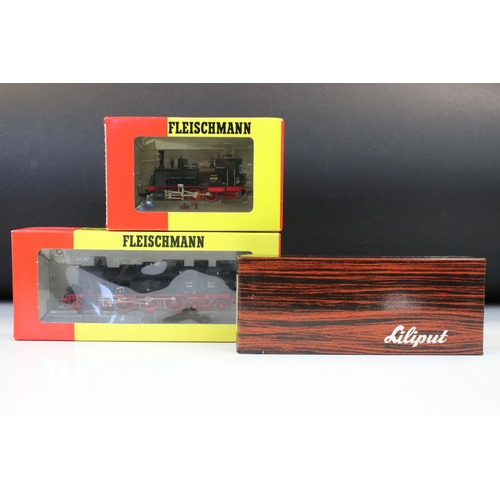 58 - Three boxed HO gauge locomotives to include 2 x Fleischmann (4078 & 4010) and Liliput 3351