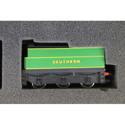 64 - Two cased Hornby OO gauge locomotives to include Spitfire 210166 4-6-2 Southern locomotive and Exete... 