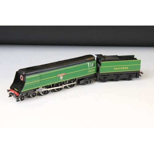 69 - Three Hornby OO gauge locomotives to include 2 x Bideford and 1 x Bude, all Southern with green live... 