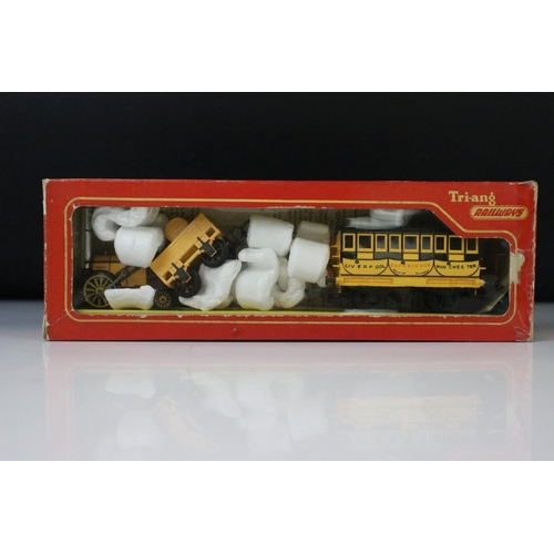 92 - Boxed Triang OO gauge R346 Stephenson's Rocket Train plus 2 x boxed Triang R621 Railway Coach for St... 