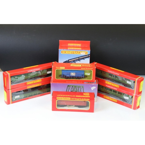 132 - Eight boxed Hornby OO gauge accessories to include 2 x R162 SR Composite Coach Olive Green, 2 x R174... 