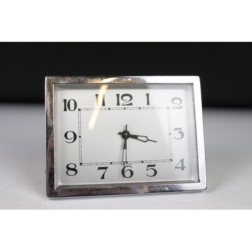 109 - Art Deco Mantle Clock in a Chromium Case with easel back, 12cm wide