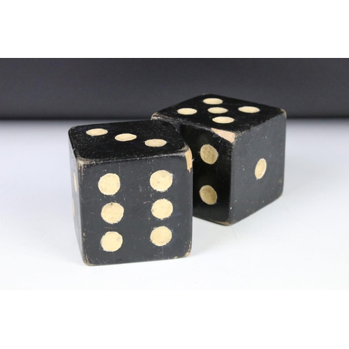 112 - Pair of Over-sized Wooden Painted Dice, 8cm high