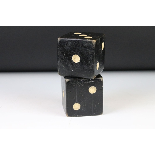 112 - Pair of Over-sized Wooden Painted Dice, 8cm high