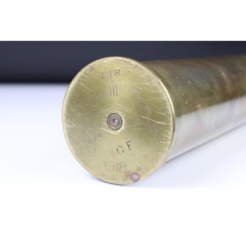 113 - Munitions - An inert WWI British 6pdr Tank Round Shell dated 1918, 48cm long