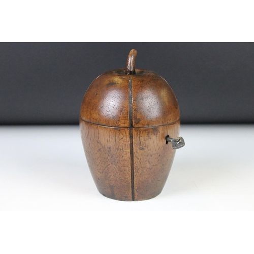 118 - A Georgian style fruit wood melon shaped tea caddy.