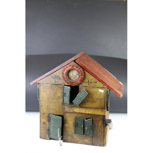 138 - ' Villa des Enfants ' French painted wooden dolls house, measures approx 52cm wide x 50cm high