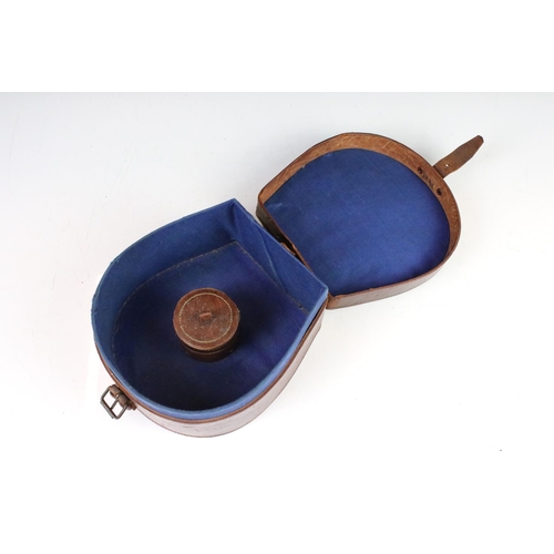 180 - Herbert Johnson, New Bond Street, black moleskin top hat, in leather case with carrying handle and l... 