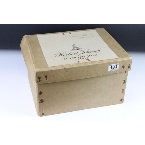 183 - Herbert Johnson, New Bond Street, grey top hat, in original box and three pairs of gloves