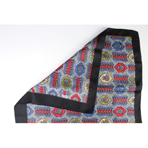 197 - Liberty of London Scarf decorated with stylised flowers within a blue border 56cm x 56cm together wi... 