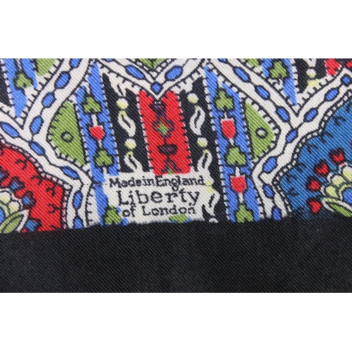 197 - Liberty of London Scarf decorated with stylised flowers within a blue border 56cm x 56cm together wi... 