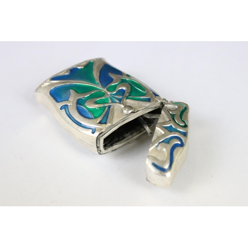 207 - A silver plated and enamel art nouveau style vesta case.