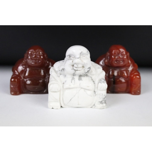 210 - Three Buddah's including Carnelian and white howlite