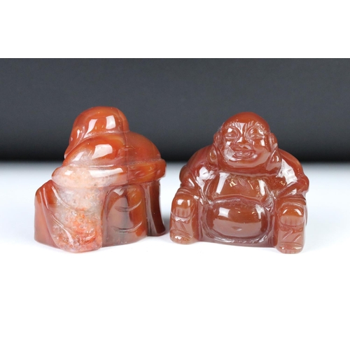 210 - Three Buddah's including Carnelian and white howlite