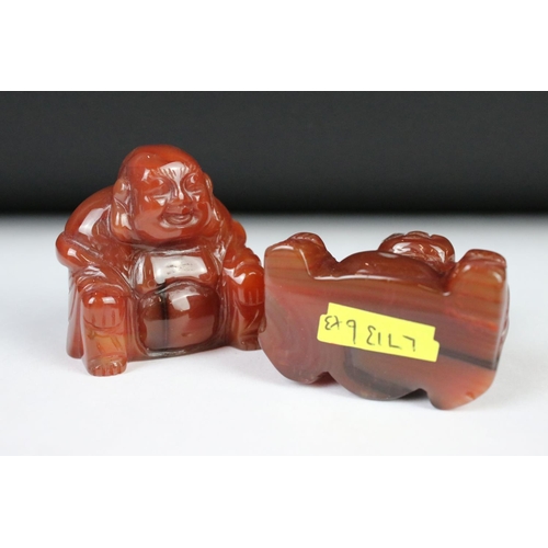 210 - Three Buddah's including Carnelian and white howlite