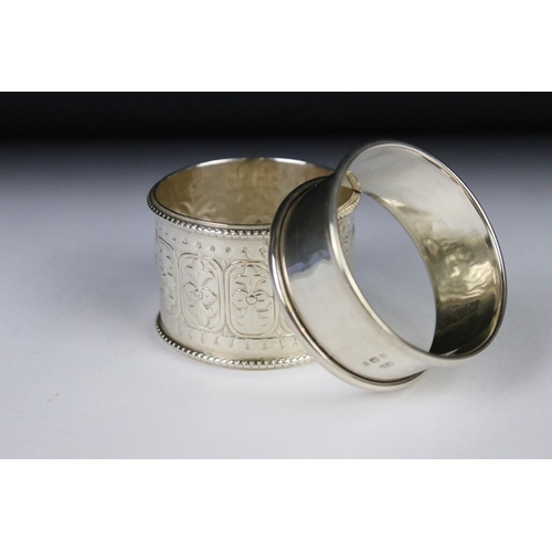 294 - A small collection of hallmarked silver to include spoons and napkin ring together with a silver pla... 