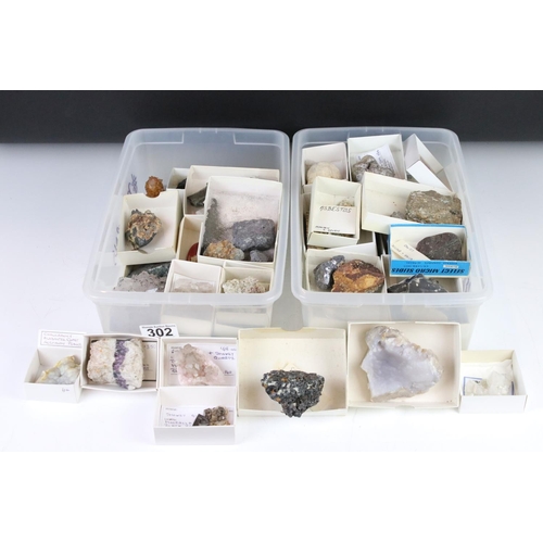 302 - A large collection of mineral specimens to include Galena, Hematite, Pyrites, Zinc Belnde....etc.