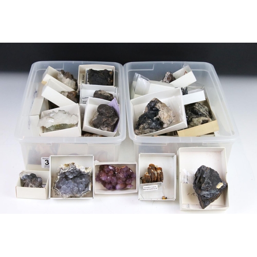 303 - A large collection of mineral specimens to include Quartz, Calcite, Smoky Quartz, Amethyst, Fluorite... 