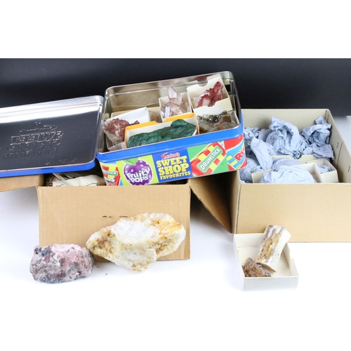 306 - A large collection of mineral specimens to include Quartz, Valentine, Perovskite, Fluorite...etc..