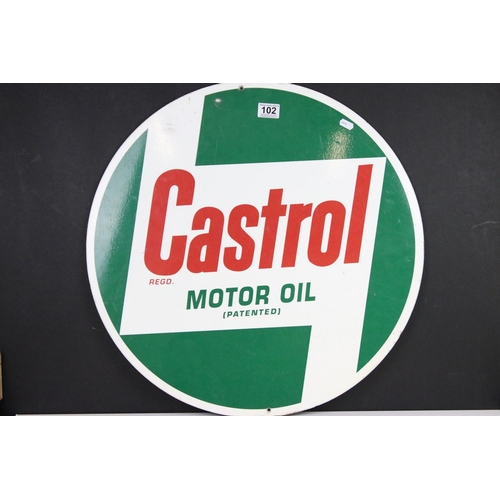 102 - Advertising - ' Castrol Motor Oil ' double-sided circular advertising sign, reproduction, 60cm diame... 