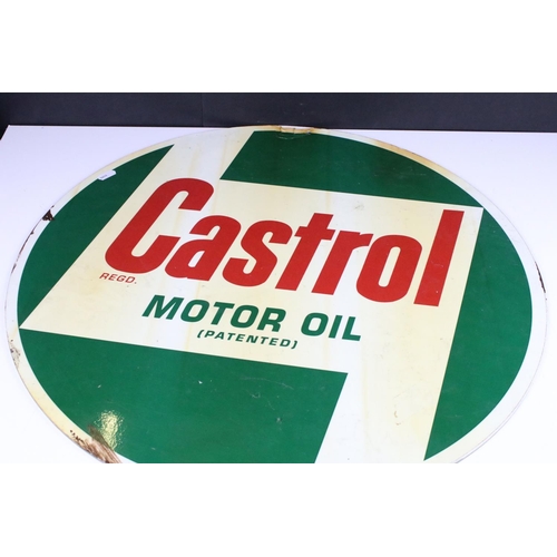 102 - Advertising - ' Castrol Motor Oil ' double-sided circular advertising sign, reproduction, 60cm diame... 