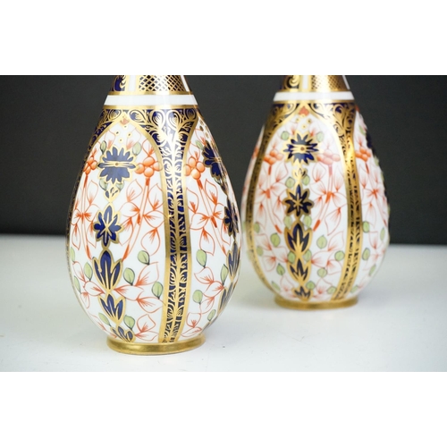 18 - Pair of early 20th Century Royal Crown Derby Imari pattern tapering vases, pattern 1128, approx 18.5... 