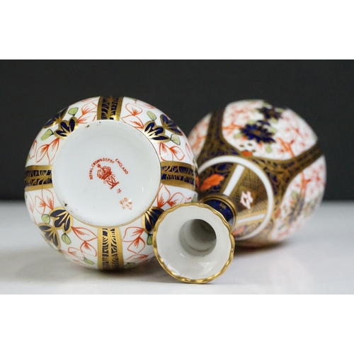 18 - Pair of early 20th Century Royal Crown Derby Imari pattern tapering vases, pattern 1128, approx 18.5... 