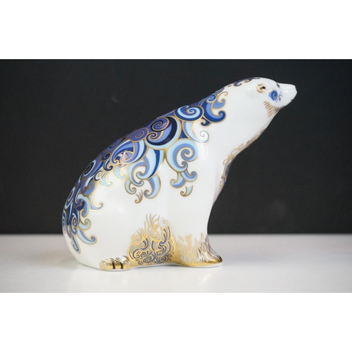 28 - Four Royal Crown Derby paperweights to include Polar Bear, Polar Bear Cub Standing, Snowy Owl (Colle... 