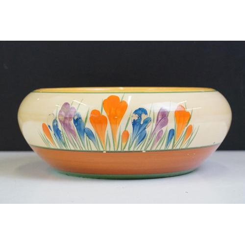 33 - Clarice Cliff for Wilkinson Pottery Bizarre ' Crocus ' pattern Bowl, shape 54, 20cm diameter togethe... 