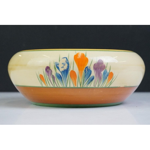 33 - Clarice Cliff for Wilkinson Pottery Bizarre ' Crocus ' pattern Bowl, shape 54, 20cm diameter togethe... 