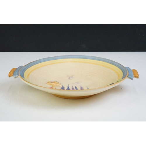 35 - Art Deco Royal Winton Dish with moulded decoration of a Birds and a Bird Table in a Garden, 23cm dia... 