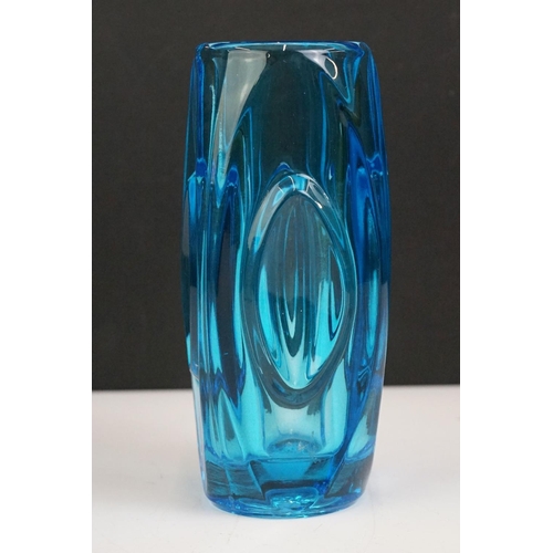 37 - Sklo Union ' Lens ' vase by Rudolf Schrotter in Kingfisher Blue (15cm high), plus a 20th century stu... 