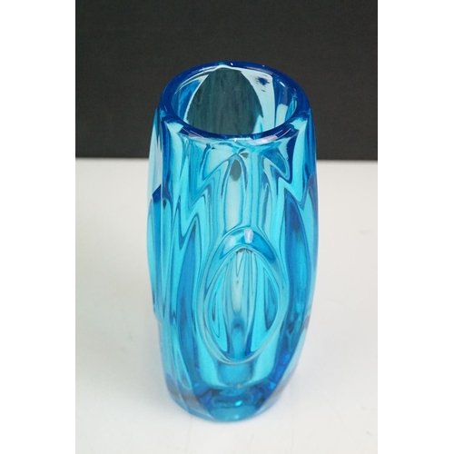 37 - Sklo Union ' Lens ' vase by Rudolf Schrotter in Kingfisher Blue (15cm high), plus a 20th century stu... 