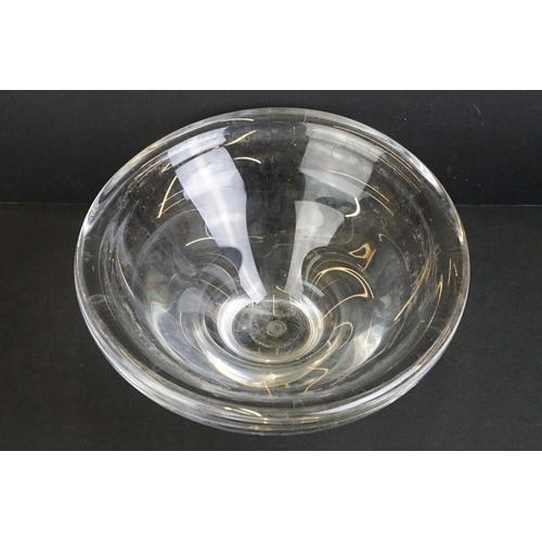 42 - 20th century Scandinavian curvilinear clear glass bowl, likely Holmegaard, measures approx 31cm wide